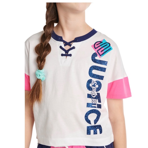 Justice Girls J-Sport Colorblock Lace-Up T-Shirt! - Picture 3 of 4